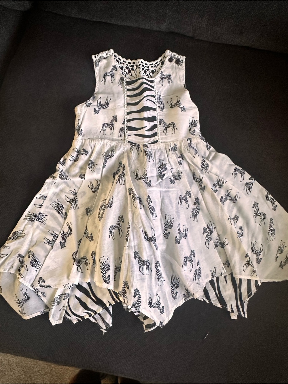 Cynthia Rowley White and Black Zebra-Print Girls Dress